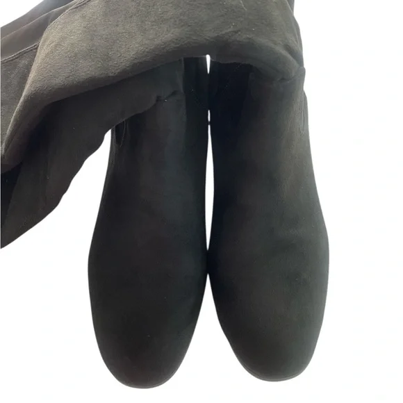 Black Knee high faux suede boots, size 7 - Picture 6 of 11